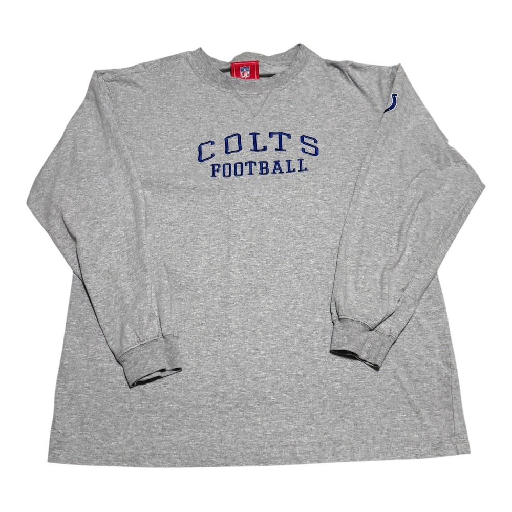 2000s Y2K Indianapolis Colts Gray Embroidered‎ Long Sleeve Shirt Men's Large